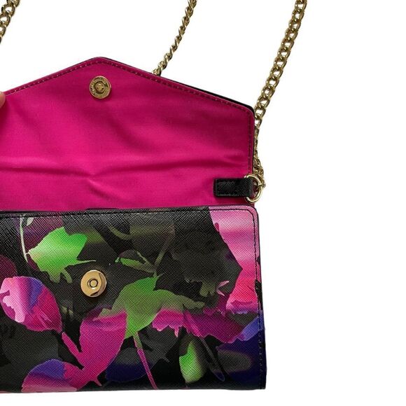 TRINA TURK Black Multi Colored Watercolor Chain Crossbody Purse - Picture 4 of 6